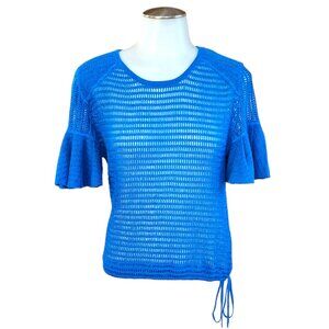 Free People Cobalt Blue Crochet Shirt